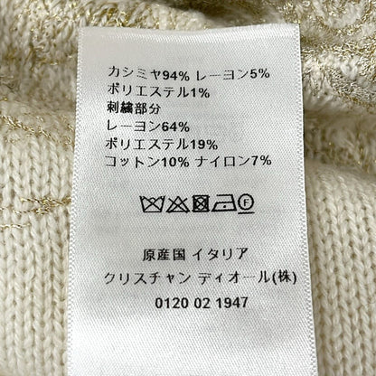 Dior Long Sleeve Sweater I 42 Ivory Gold Embroidery Star Cashmere — view 4