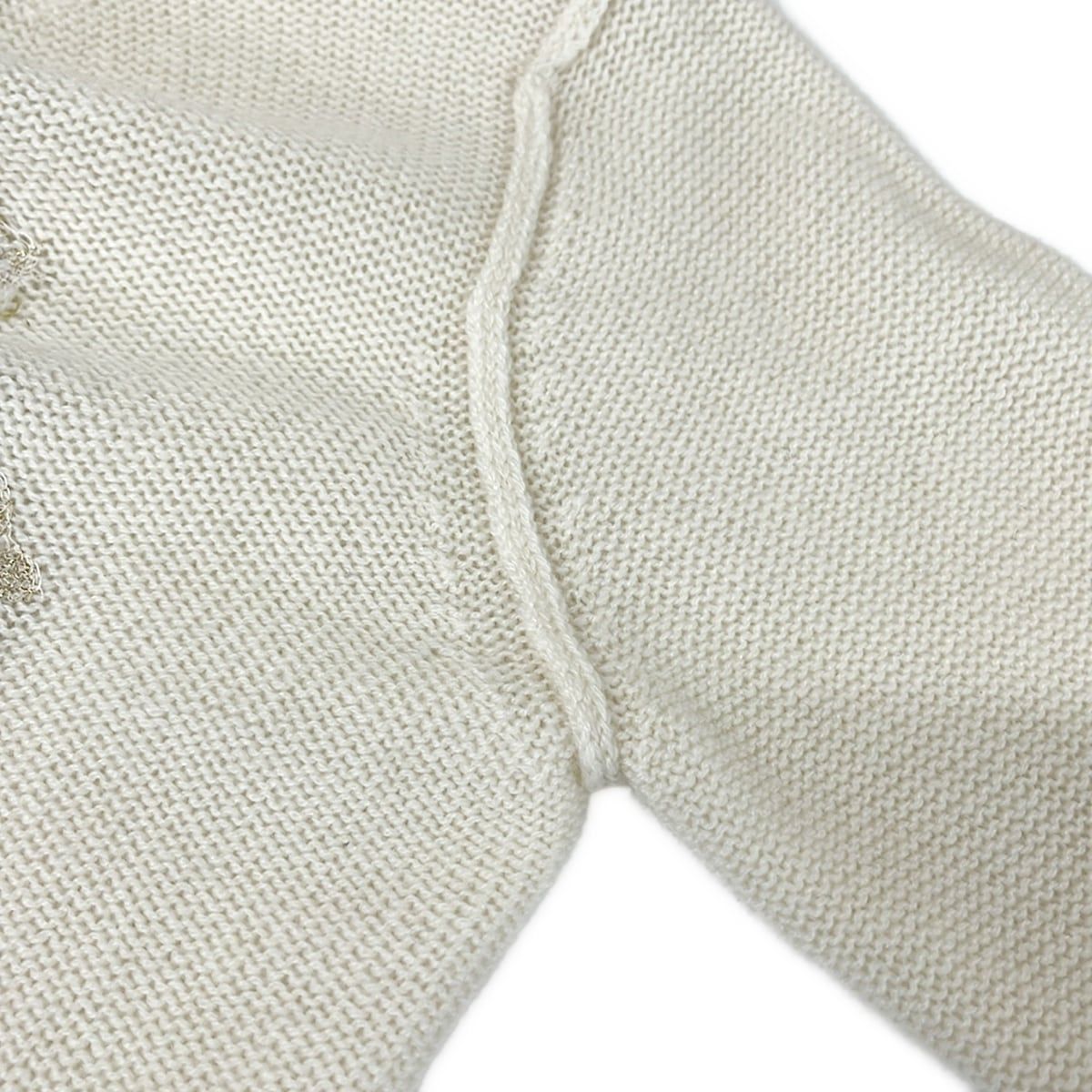 Dior Long Sleeve Sweater I 42 Ivory Gold Embroidery Star Cashmere — view 9