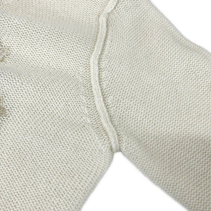 Dior Long Sleeve Sweater I 42 Ivory Gold Embroidery Star Cashmere — view 9