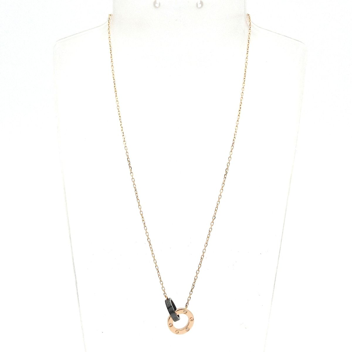 Cartier Necklace Love Circle 18k Pink Gold Diamond Black — view 2