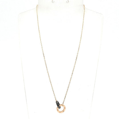 Cartier Necklace Love Circle 18k Pink Gold Diamond Black — view 2