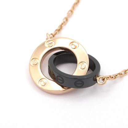 Cartier Necklace Love Circle 18k Pink Gold Diamond Black — view 3