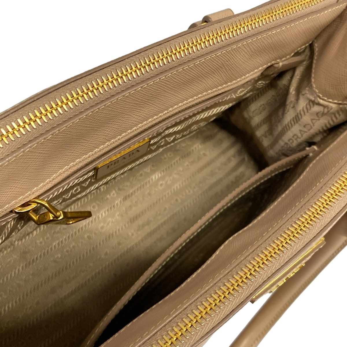 Prada Handbag Galleria Beige Gold Leather — view 7