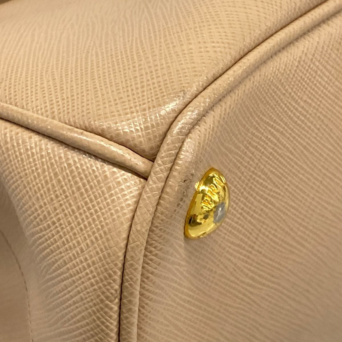 Prada Handbag Galleria Beige Gold Leather — view 6