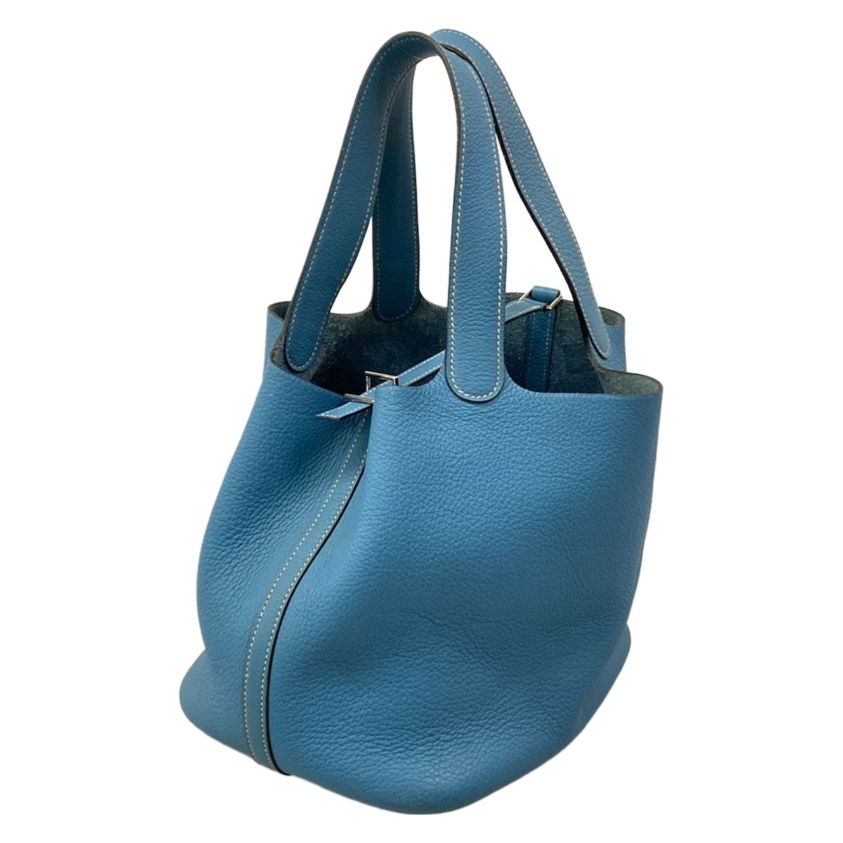 Hermes Handbag Picotin PM Blue Jean Silver
