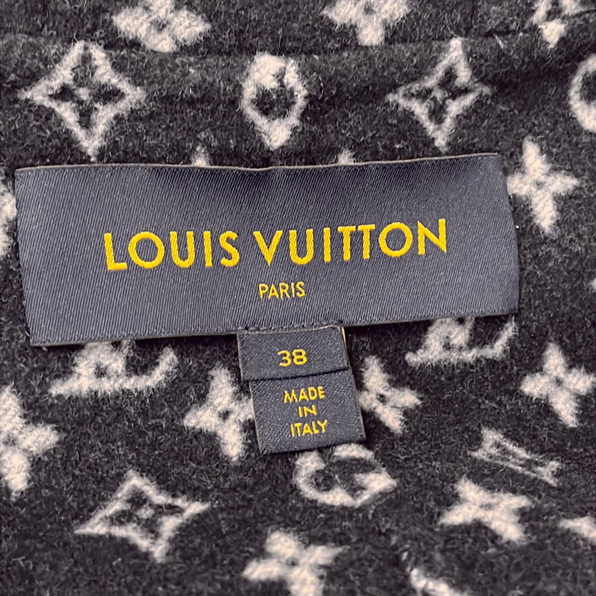 Louis Vuitton Coat 38 M Hooded Wrap Navy Light Pink Multi Long Sleeve Lining — view 3