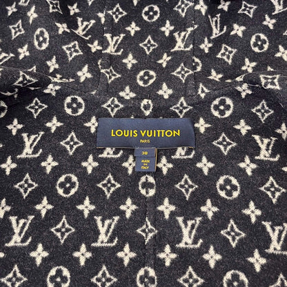 Louis Vuitton Coat 38 M Hooded Wrap Navy Light Pink Multi Long Sleeve Lining — view 7