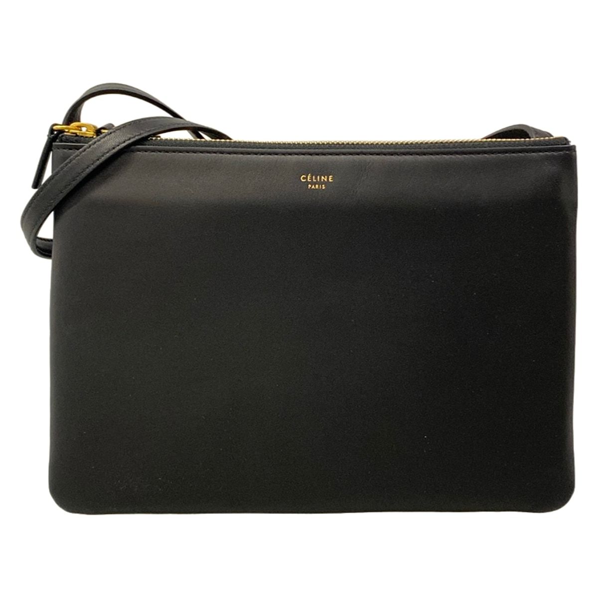 Celine Shoulder Bag Triolage Black Leather