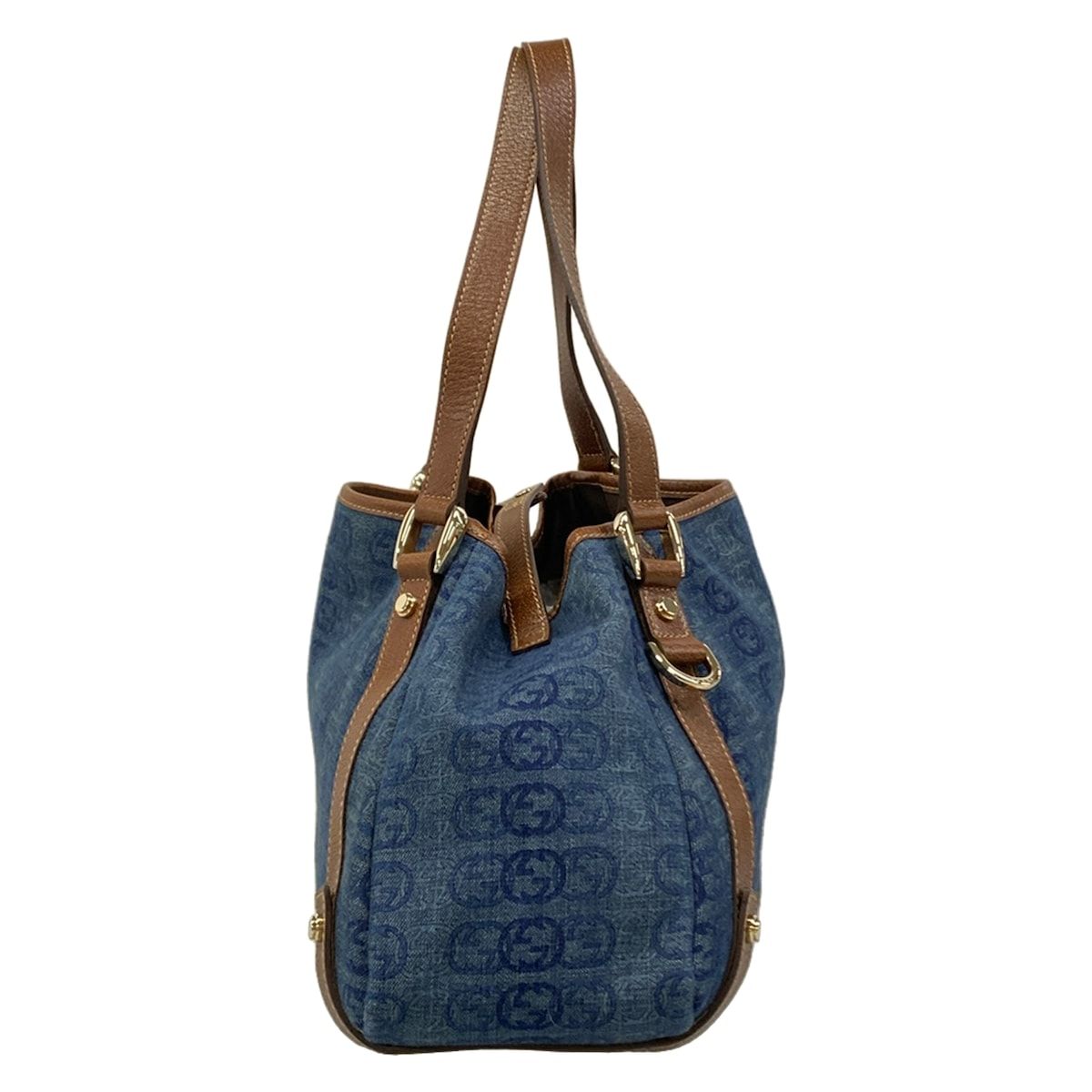 Gucci Tote Abbey Blue Dark Brown Interlocking Pattern Leather — view 2