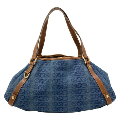 Gucci Tote Abbey Blue Dark Brown Interlocking Pattern Leather — view 3