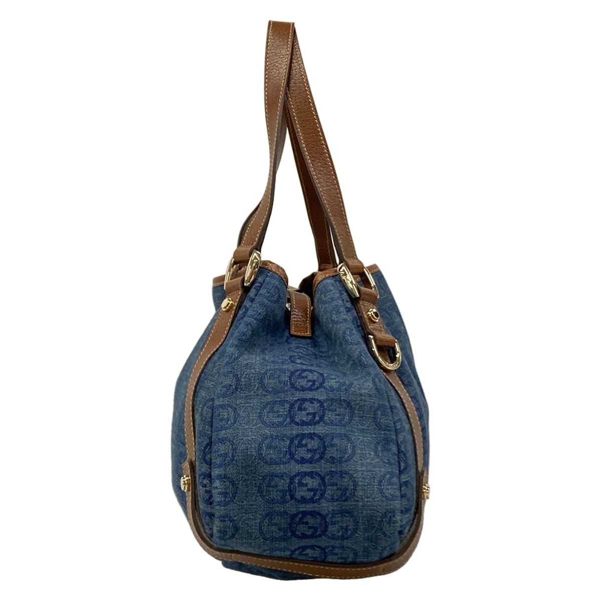 Gucci Tote Abbey Blue Dark Brown Interlocking Pattern Leather — view 4