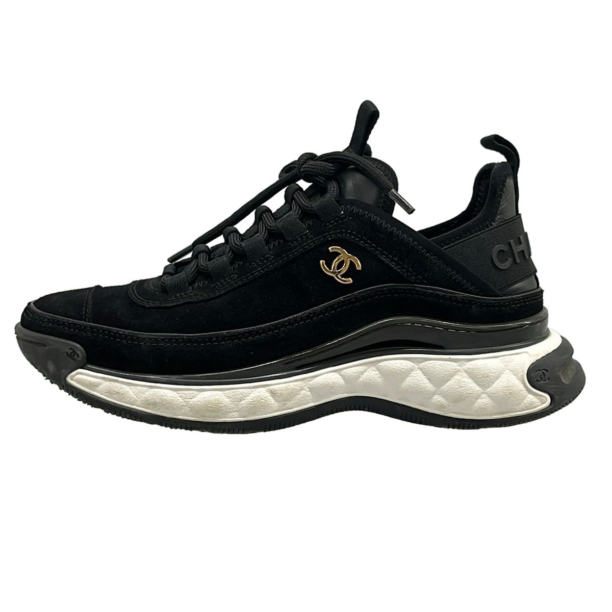 Chanel Sneakers 37 Black Leather