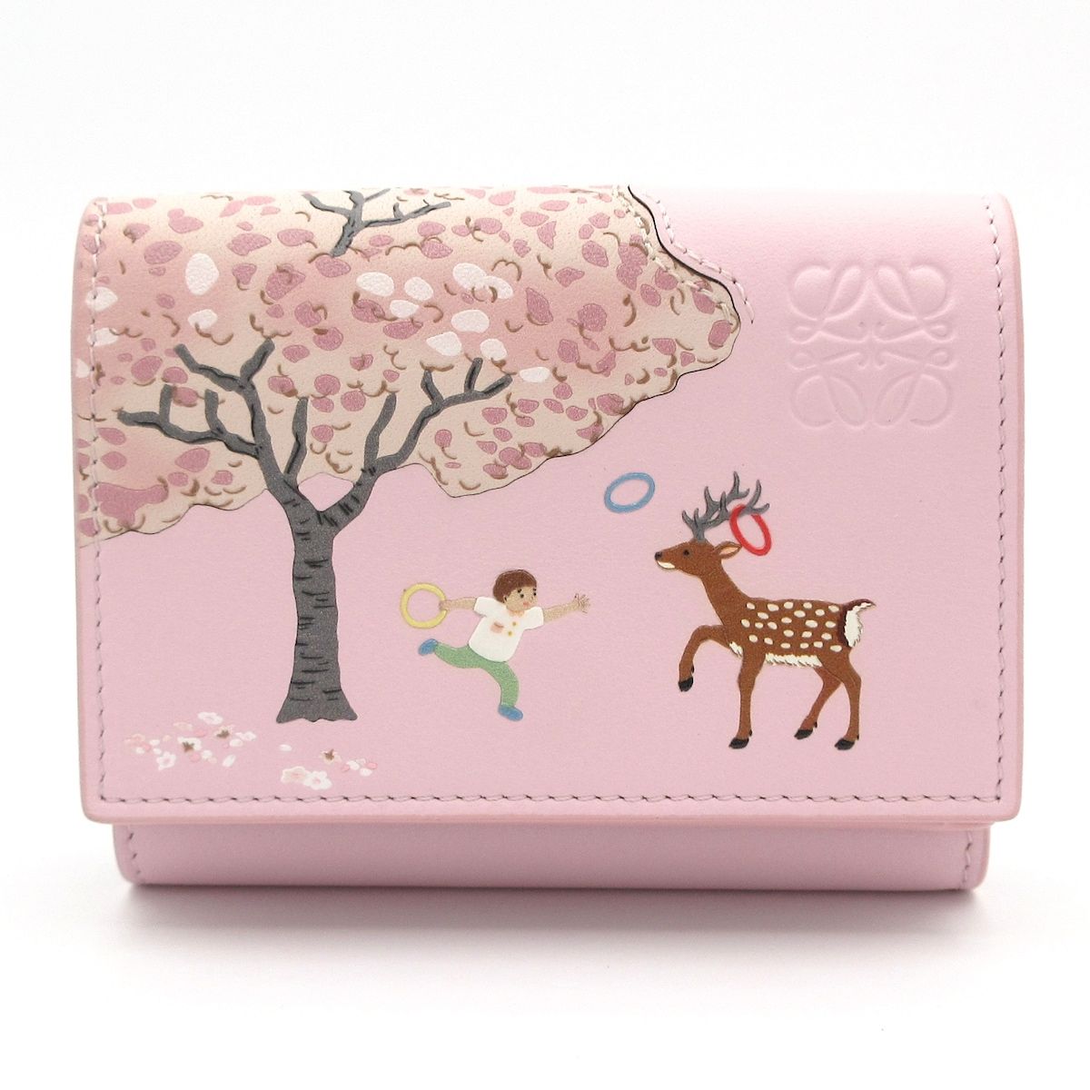Loewe Trifold Wallet Light Pink Multi Leather