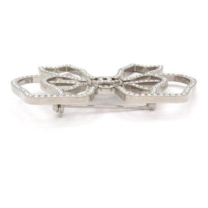 Chanel Brooch CC Logo Silver Clear Ribbon — view 4