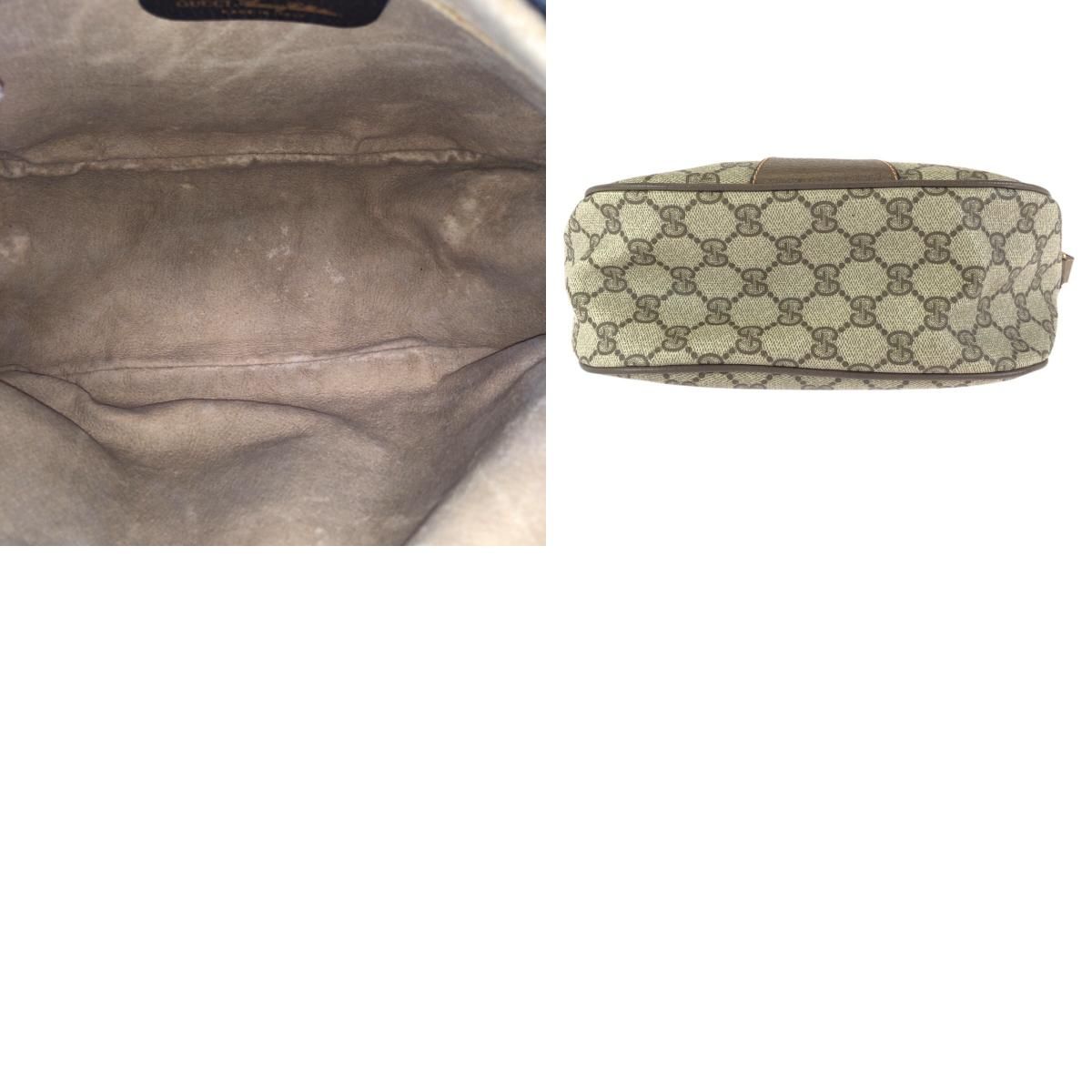 Gucci Vintage Sherry Line Beige Gold GG Supreme Canvas Shoulder Bag — view 9