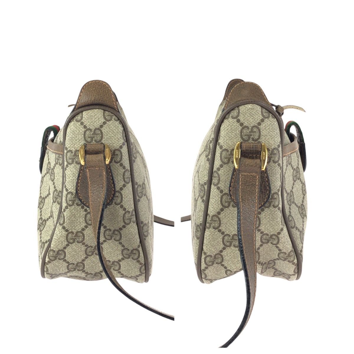 Gucci Vintage Sherry Line Beige Gold GG Supreme Canvas Shoulder Bag — view 8