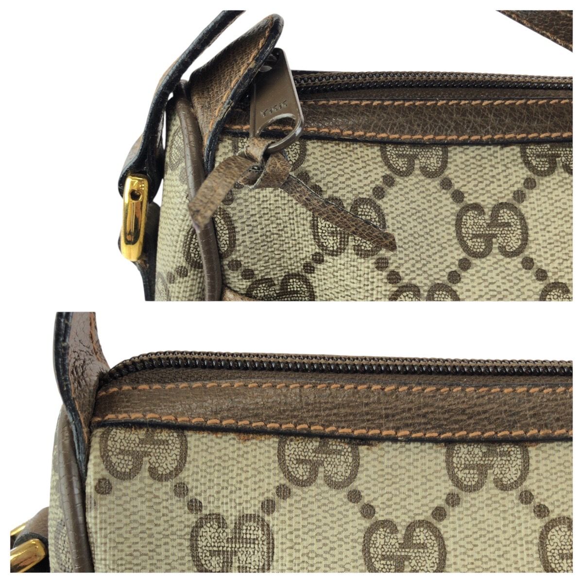 Gucci Vintage Sherry Line Beige Gold GG Supreme Canvas Shoulder Bag — view 5