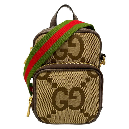 Gucci Shoulder Bag Jumbo GG Sherry Beige Dark Brown Leather
