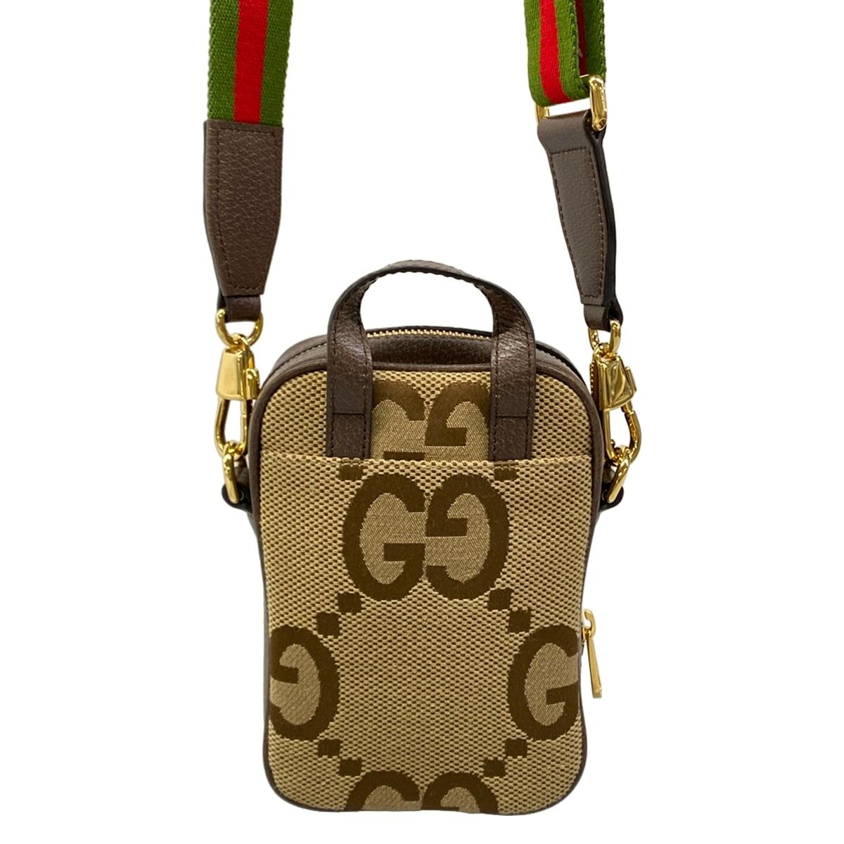 Gucci Shoulder Bag Jumbo GG Sherry Beige Dark Brown Leather — view 3