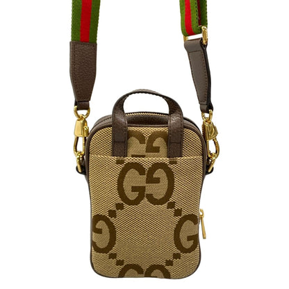 Gucci Shoulder Bag Jumbo GG Sherry Beige Dark Brown Leather — view 3