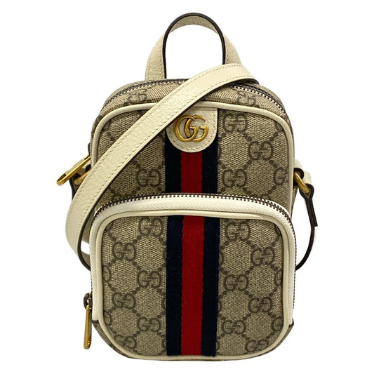 Gucci Shoulder Bag Ophidia Beige White Multi Leather