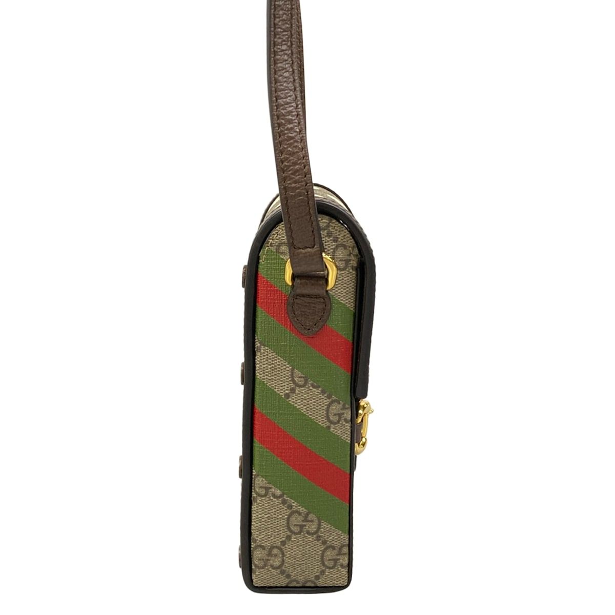 Gucci Shoulder Bag Horsebit Beige Dark Brown Multi Leather — view 2