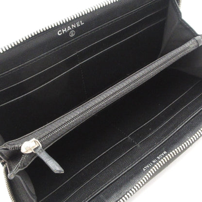 Chanel Wallet Quilted Stitch Black Zip Around Silver — view 3