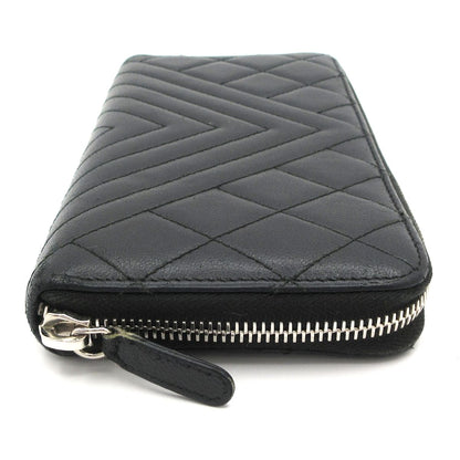 Chanel Wallet Quilted Stitch Black Zip Around Silver — view 9