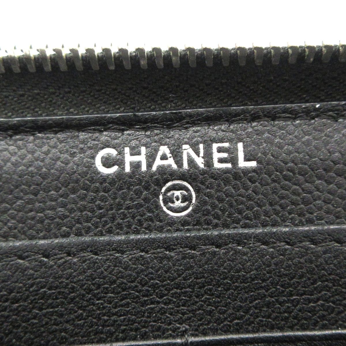 Chanel Wallet Quilted Stitch Black Zip Around Silver — view 5