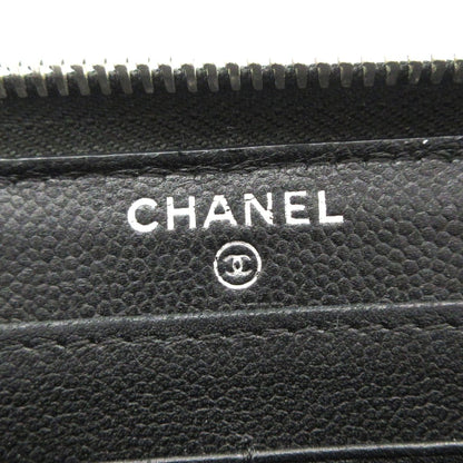 Chanel Wallet Quilted Stitch Black Zip Around Silver — view 5