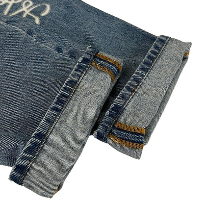 Loewe Jeans 38 M Cropped Denim Pants Blue White Cotton — view 9