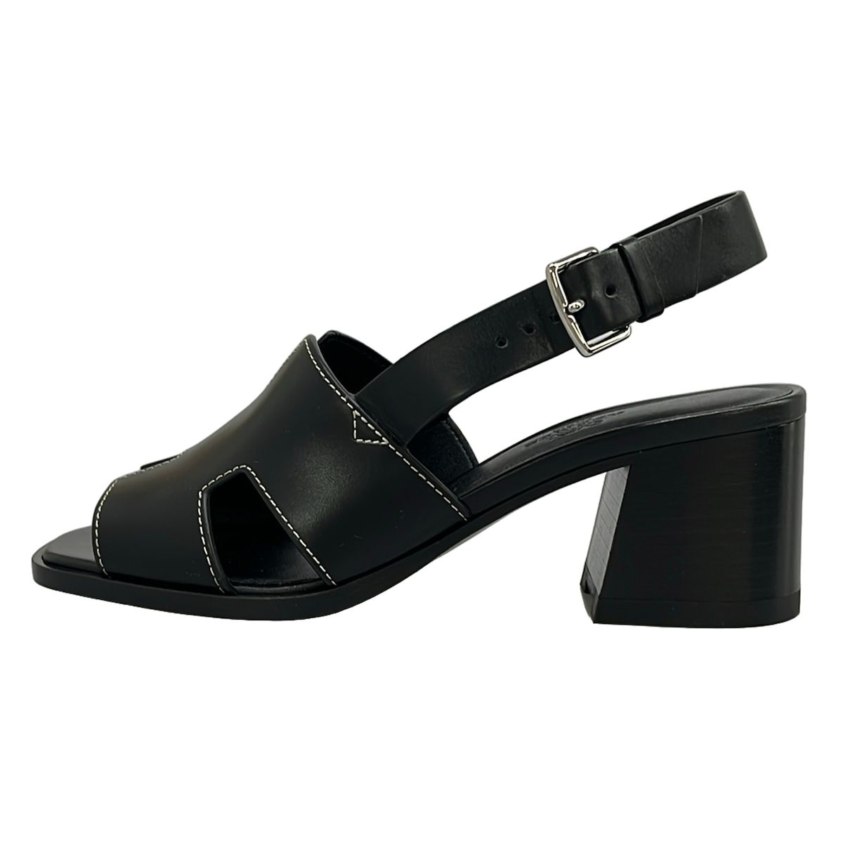Hermes Sandals 35.5 Herbe 60 Black Leather