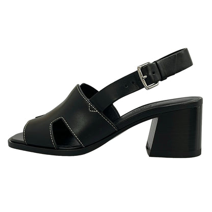 Hermes Sandals 35.5 Herbe 60 Black Leather