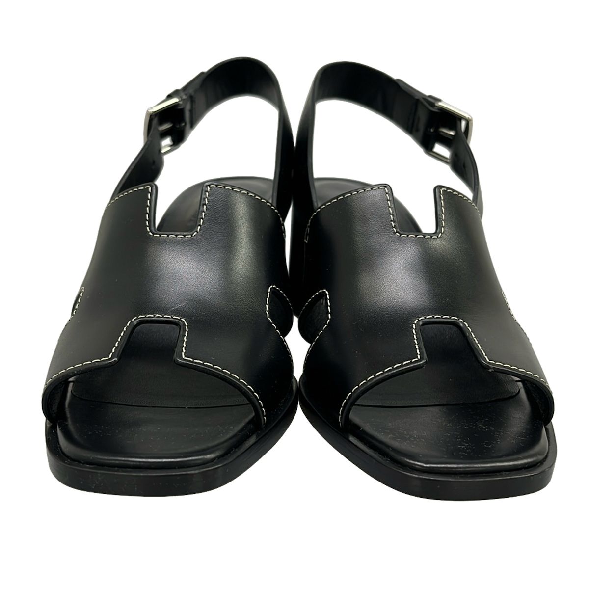 Hermes Sandals 35.5 Herbe 60 Black Leather — view 5