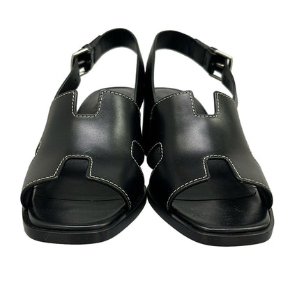 Hermes Sandals 35.5 Herbe 60 Black Leather — view 5