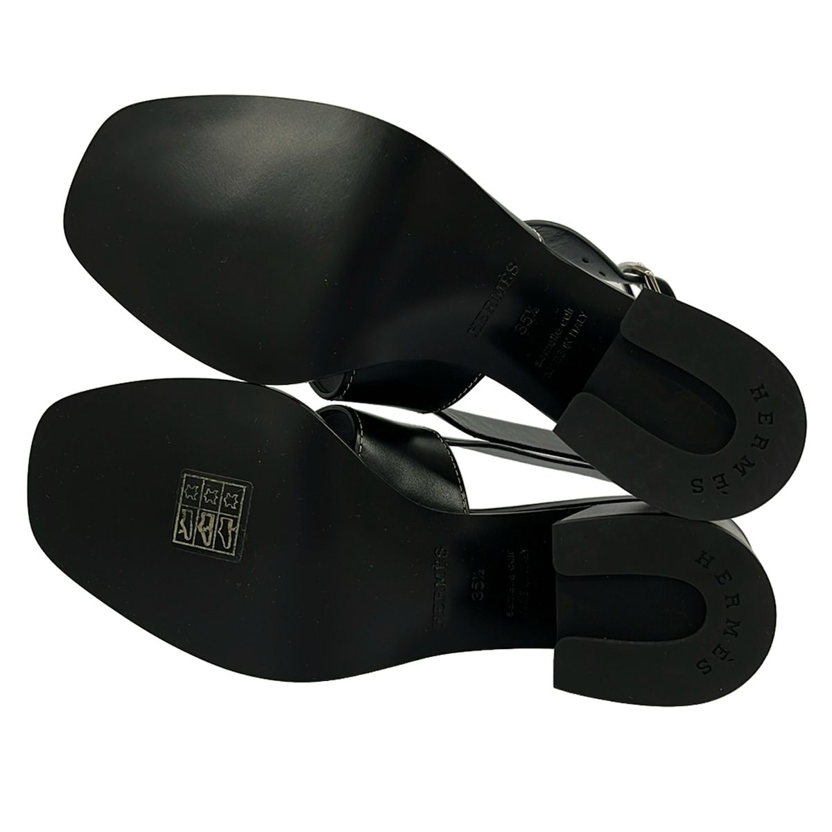 Hermes Sandals 35.5 Herbe 60 Black Leather — view 8