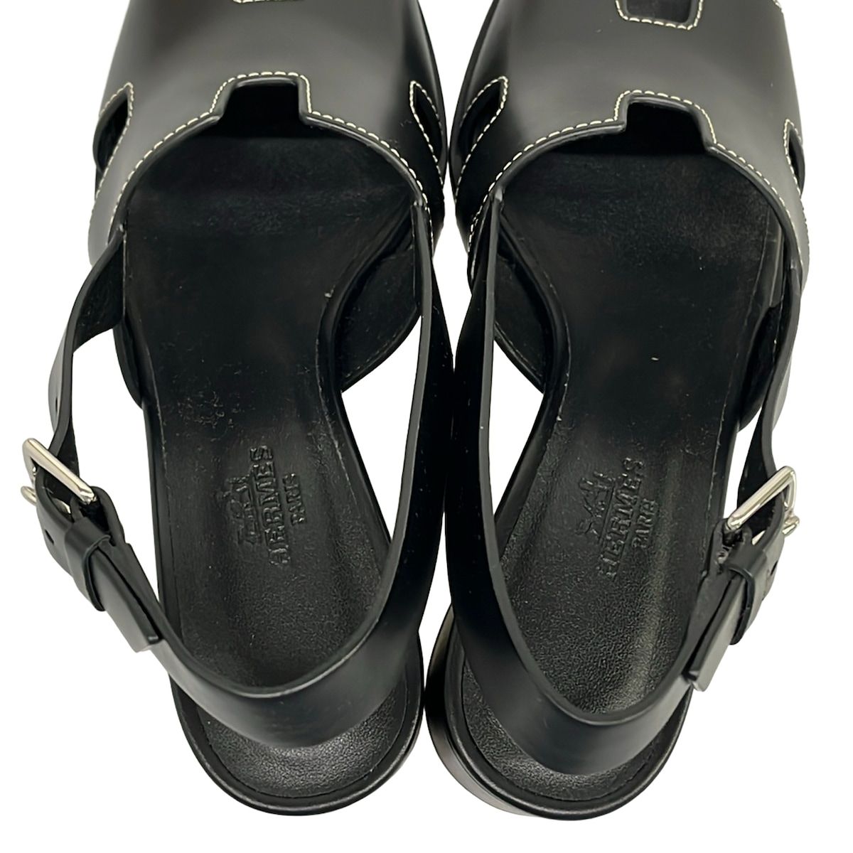 Hermes Sandals 35.5 Herbe 60 Black Leather — view 7