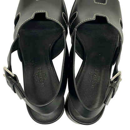 Hermes Sandals 35.5 Herbe 60 Black Leather — view 7