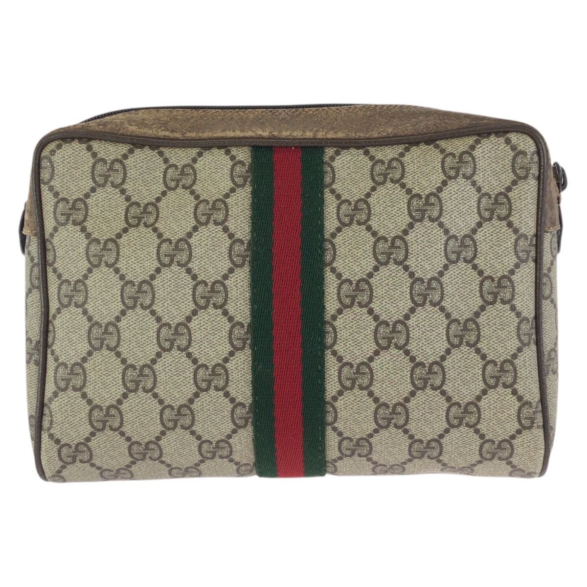 Gucci Vintage Sherry Line Beige Gold GG Supreme Canvas Clutch — view 2