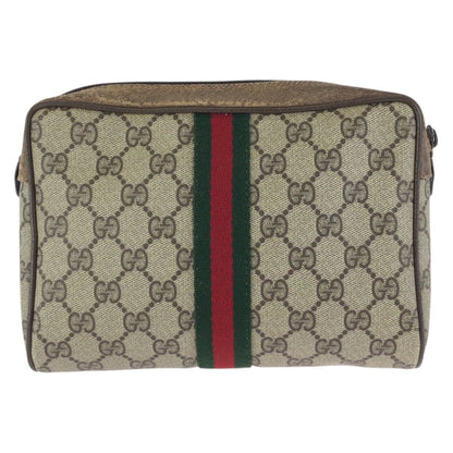 Gucci Vintage Sherry Line Beige Gold GG Supreme Canvas Clutch — view 2