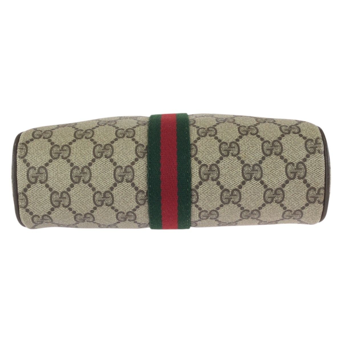 Gucci Vintage Sherry Line Beige Gold GG Supreme Canvas Clutch — view 9
