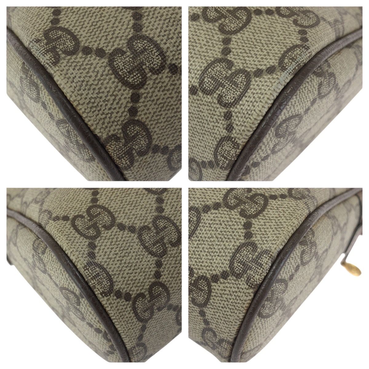 Gucci Vintage Sherry Line Beige Gold GG Supreme Canvas Clutch — view 3