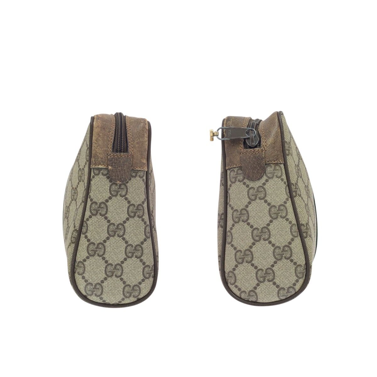 Gucci Vintage Sherry Line Beige Gold GG Supreme Canvas Clutch — view 7