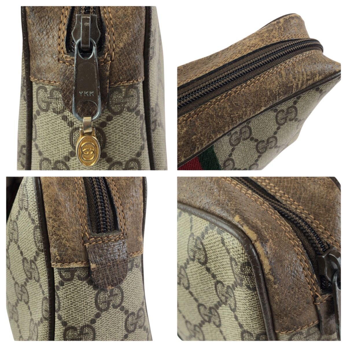 Gucci Vintage Sherry Line Beige Gold GG Supreme Canvas Clutch — view 6