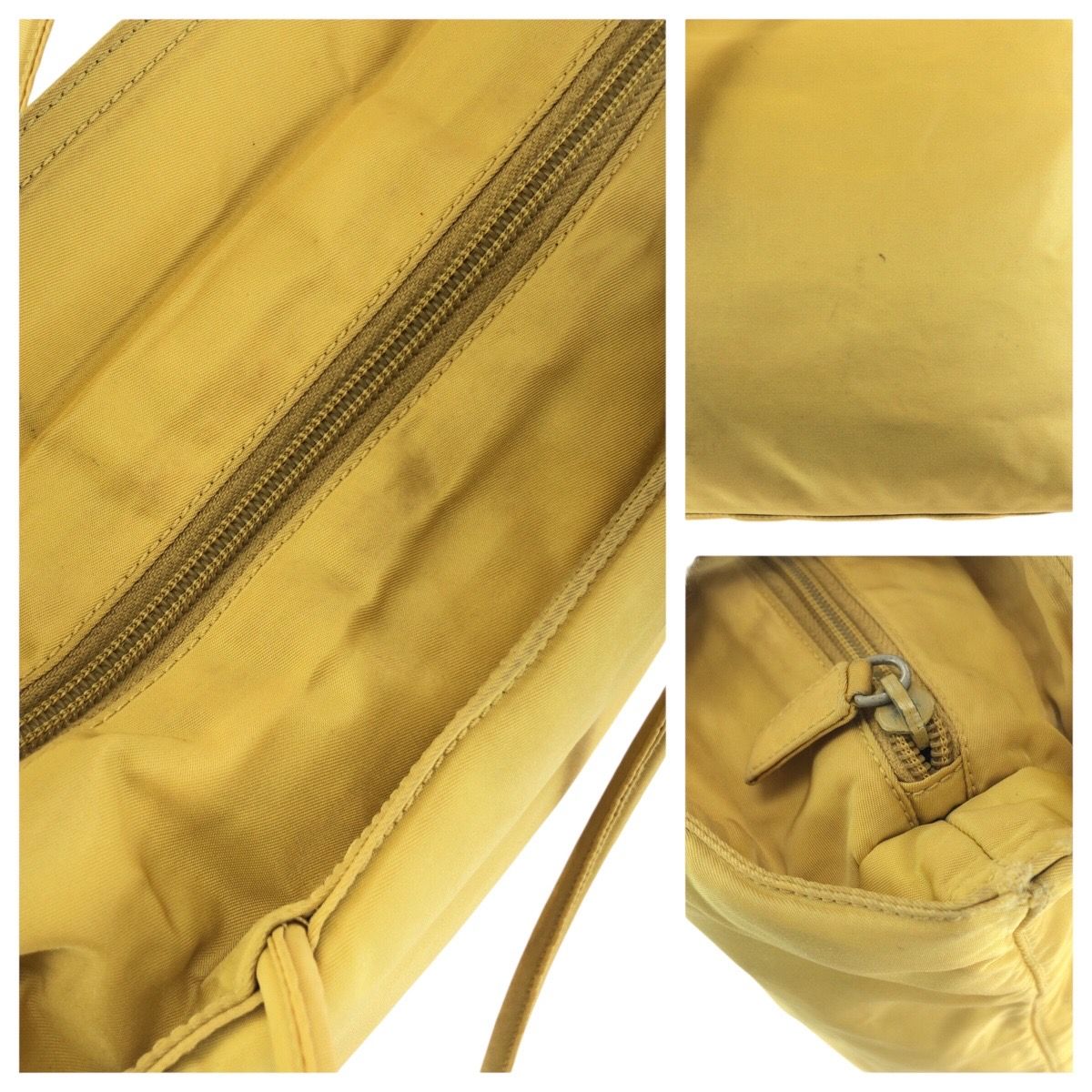Prada Tessuto Yellow Silver Nylon Shoulder Bag — view 6