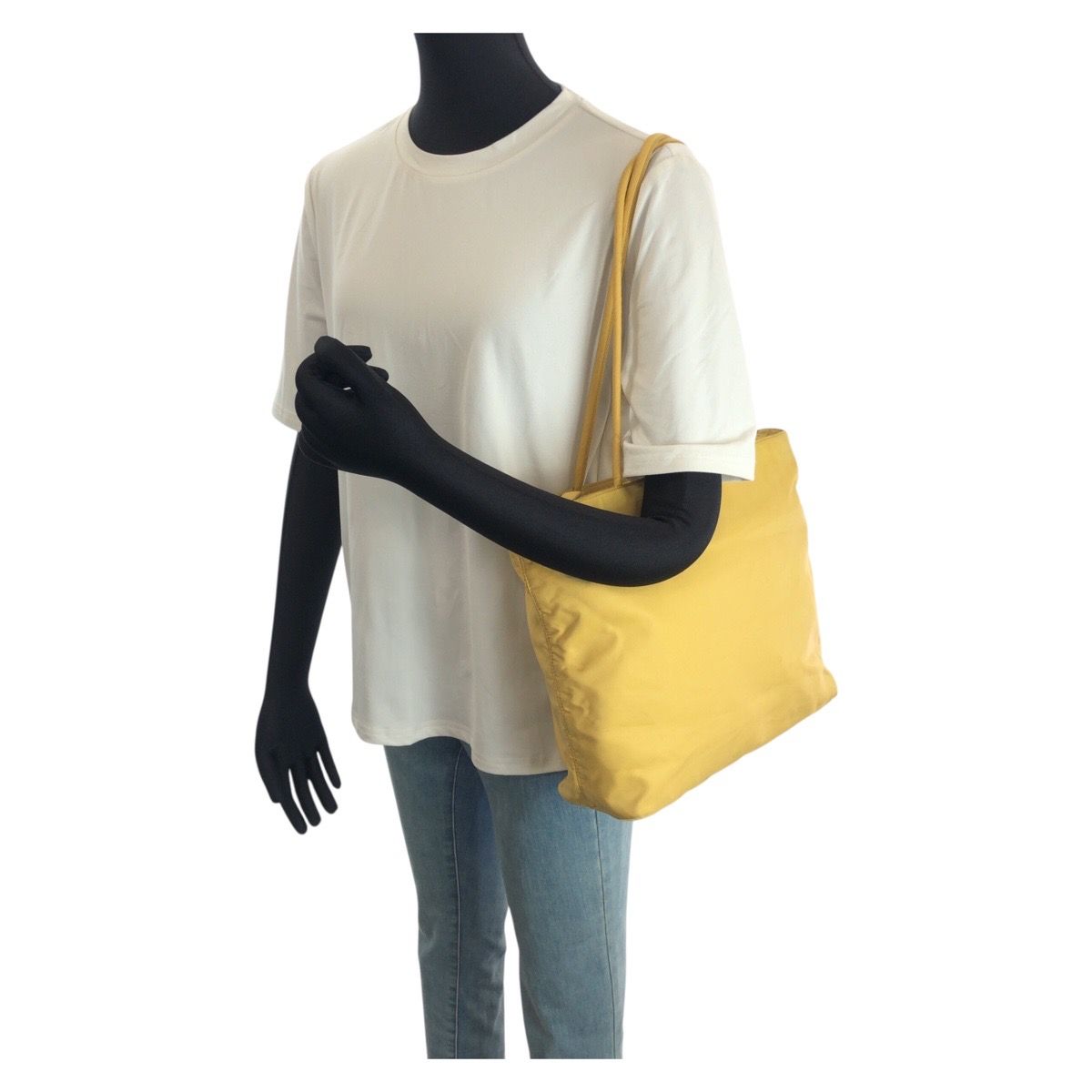 Prada Tessuto Yellow Silver Nylon Shoulder Bag — view 7