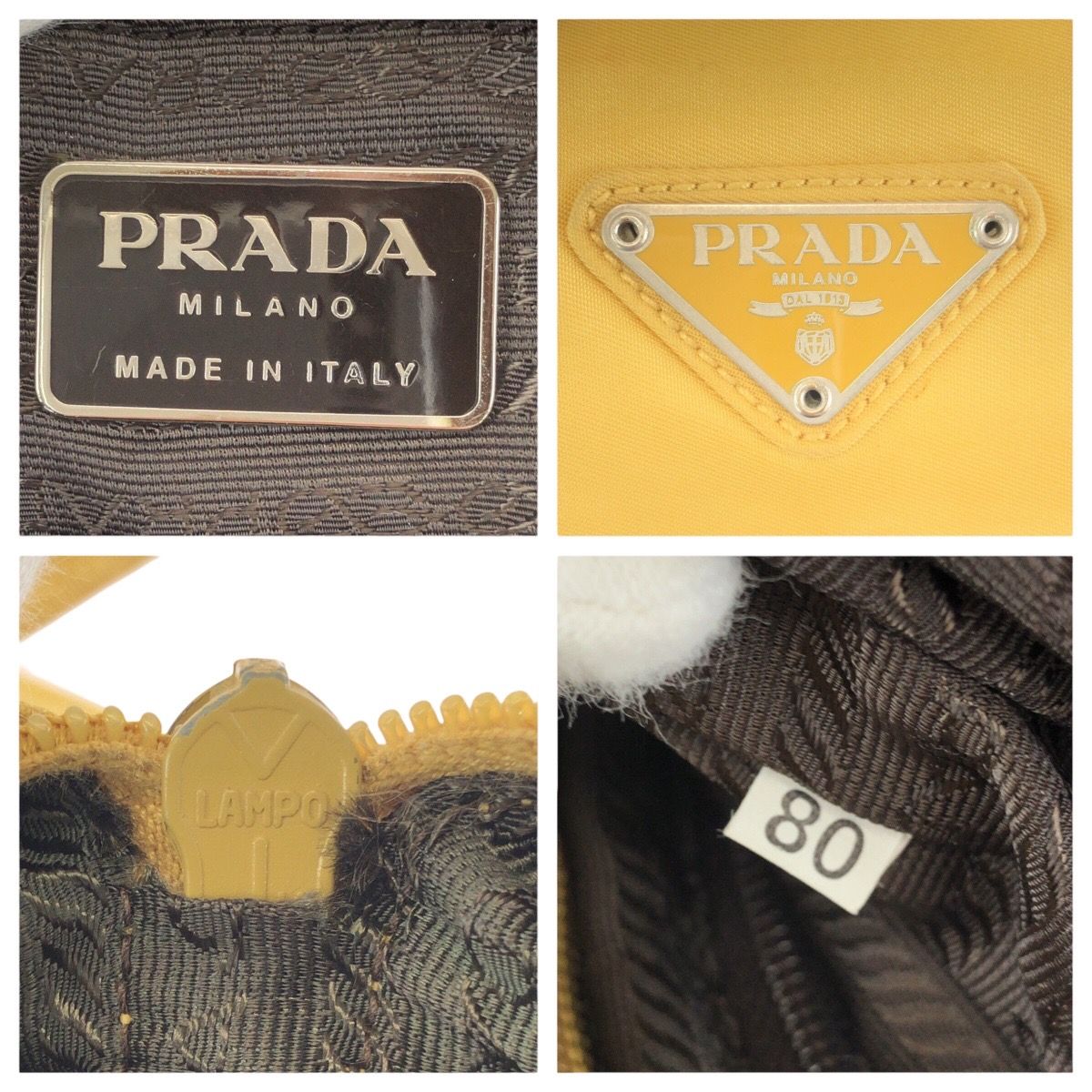 Prada Tessuto Yellow Silver Nylon Shoulder Bag — view 4