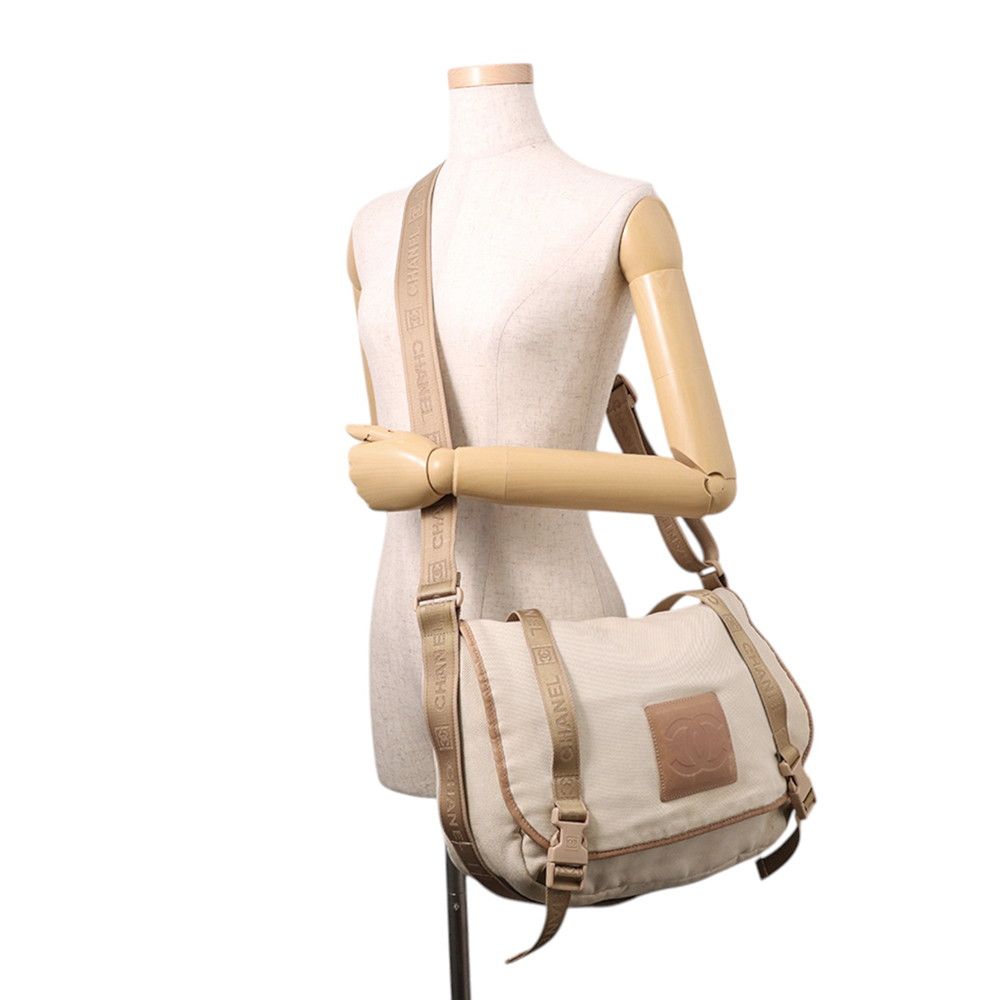 Chanel Shoulder Bag Vintage CC Logo Sports Line Canvas Leather Messenger — view 5