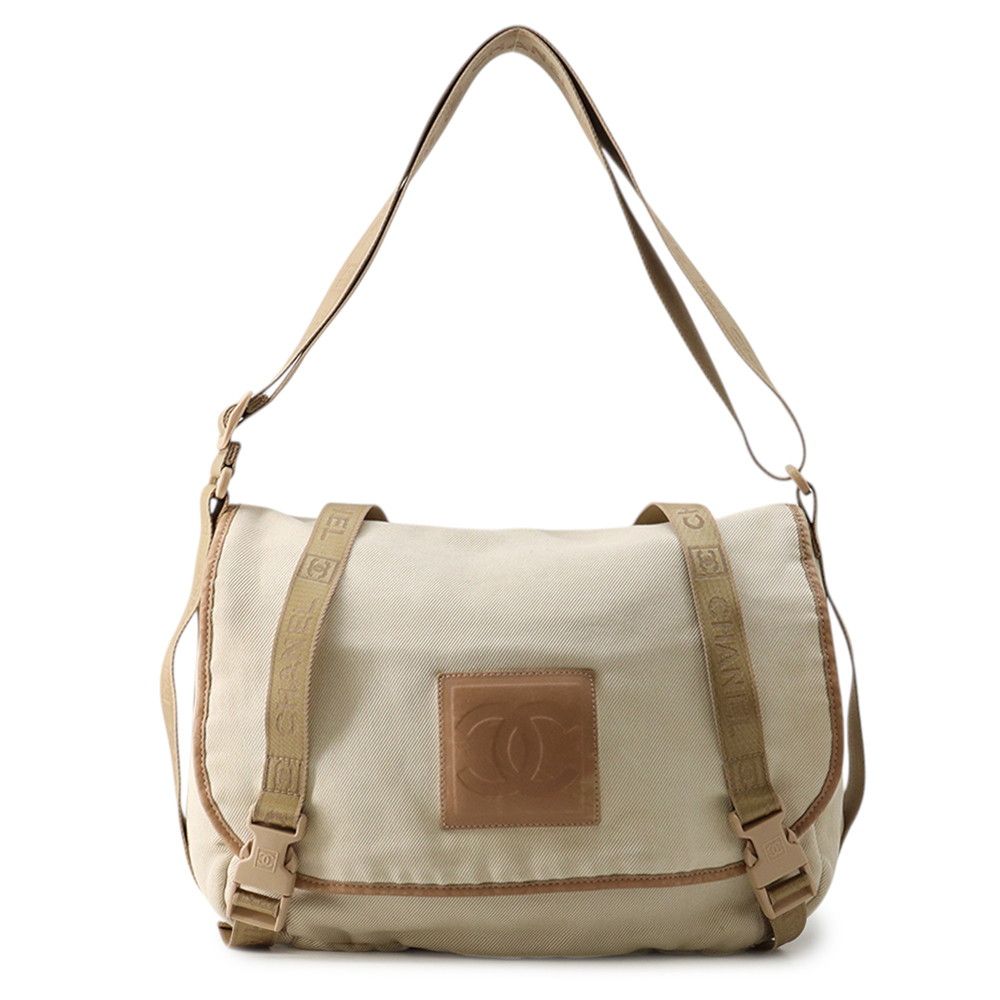 Chanel Shoulder Bag Vintage CC Logo Sports Line Canvas Leather Messenger