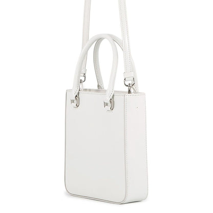 Prada Handbag Spazzolato Small Triangle Logo Leather 2-Way Shoulder White — view 2